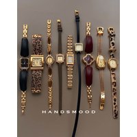 Montre rétro haut de gamme en or pour femme : montre à quartz polyvalente, cadeau en acier inoxydable de style vintage pour femme
