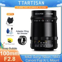 TTArtisan 100mm F2.8 Soap Bubble Bokeh Lens Full Frame Manual Focus M42 Screw Mount Lens for Sony Nikon Canon Fuji Leica M43