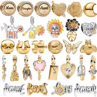 2026 New 925 Sterling Silver Gold Butterfly Heart-shaped Key Pendant Bead fit DIY Women's Bracelets Necklaces Jewelry Gifts