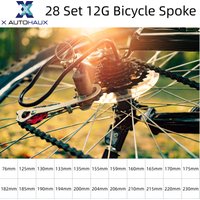 X Autohaux 28 Set 12G Bicycle Spoke 182mm 185mm 190mm 194mm 200mm 204mm 206mm 210mm 215mm 220mm 230mm Carbon Steel Galvanized