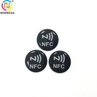 13.56Mhz Black NFC 216 Epoxy Card Rewritable Waterproof RFID Tag Dia 30mm Lable Sticker For All NFC Enabled Phone