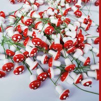 50/100pcs Red Mushroom Garden Dotted Small Potted DIY Toy House Landscape Bonsai Plant Garden mini Decoration Ornament