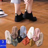 3 Pairs/Lot Woman's Cotton Ankle Fashion Heart Embroidery Colorful Girls Sox Novelty Casual Low Cut Short Summer Cute Socks