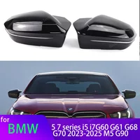 for BMW 5 7 I5 I7 Series G60 G61 G68 G70 M5 G90 Left Hand Drive 2023-up M Look Replacement Bright Black Side Mirror Cover Caps