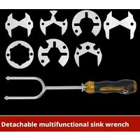 Sink Bathroom Wrench Heavy Duty Universal Wrench with 7 Adjustable Die Heads Plumbing Tool