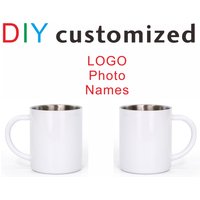 300ML Stainless Steel Mug DIY LOGO PHOTO NAME Customize Print Creative Coffee Travel Tea Metal Cup for Explor Outdoor Hiker Camp