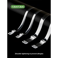 2/5 Pairs Clear Transparent Bra Straps for Women 10/15mm Invisible Anti-Slip Silicone Detachable Seamless Bra Strap Replacement