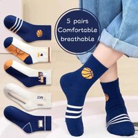 5Pairs Autumn Winter Children Cotton Socks Thicken Warm Kids Mid Tute Sock Fashion Boys Sports Stockings 1-14Year Baby Footwear
