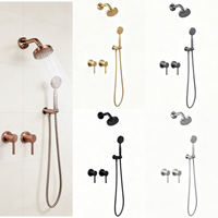 Brushed Rose Gold Wall Mounted Bathroom Shower Rainfall Shower Set Mixer Brass Faucet Hot Cold Water Mixer Tap With Head 4 Inch