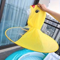 Yellow Duckling Themed Umbrella Cap, Foldable Open & Close Design, Portable Outdoor Rain Hat for Fishing & Camping
