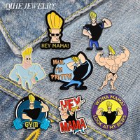 Cartoon Animation Character Muscular Man Enamel Pin Animated Figure Hey Mama Look at My Biceps Brooch Lapel Badge Jewelry Gifts