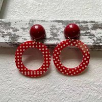 Elegant Resin Acrylic Wave Point Circular Earrings For Women Retro Contrasting Sweet Earrings Casual Banquet Jewelry Gifts