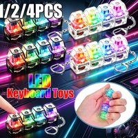 LED Glow Keyboard Keychain with Push Buttons Anxiety Relief Clicker Toy Compact Office Desk Decor Stress Reducer Fun Gift