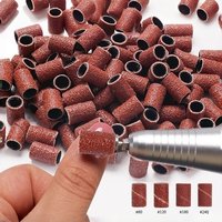 200/100/50pc Sanding Cap Bands For Electric Manicure Machine 240/180/120/80 Grit Nail Drill Grinding Bit Files Pedicure Tool