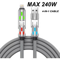 4 in 1 Multi Connectors Charger Rotating Elbow USB to Type-C 1.2m Mobile Phone 240W Fast Charging Silicone Cable Data Transfer