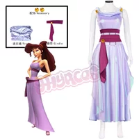 Costume de Cosplay de princesse Megara Meg pour femmes, 3 pièces, robe violette, uniforme de fête de carnaval d'halloween,