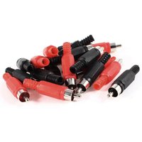20pcs Black Red Solder For RCA Male Audio Video Adapter Connector Lotus Plug Welding Connector Stereo Audio Cable Plug Adapter