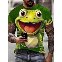 Funny Frog Pattern Printed Men's T-shirt 3D Printed Summer Casual Sport Street Short Sleeved T-shirt Harajuku Y2k Kids Clothing