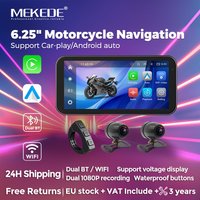 Mekede Portable 6.25 pouces IPX7 étanche Moto GPS Navigation sans fil Carplay Android AUTO lecteur enregistreur Moto moniteur