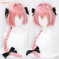 High Quality Anime Astolfo Cosplay Wig 80cm Long Pink Mix White Braided Heat Resistant Synthetic Hair Wigs Wigs + Wig Cap