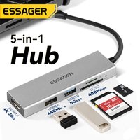 Essager-Prolongateur de câble USB Type-C, USB 3.0 2.0, lecteur de carte SD TF, haute vitesse, répartiteur de ports pour ordinateur portable, concentrateur de bureau