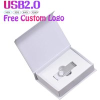Gift Box Custom The Logo for Free Pen Drive Real Capacity USB Flash Drives Black Memory Stick Color Printing 64GB/32GB U Disk