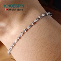 KNOBSPIN Ovales Moissanit-Tennisarmband im Birnenschliff, S925-Silber vergoldet, 18 Karat Weißgold, GRA-zertifizierte dünne Armbänder für Damen und Herren