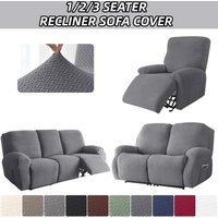 1/2/3 Seater Recliner Sofa Cover Jacquard Solid Color Stretch Couch Coushion Solid Color Sofa Slipcover for Living Room Home