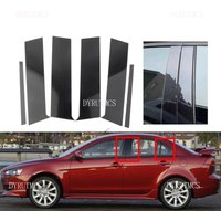 6PCS Glossy Black Pillar Post Silver Carbon Fit For Mitsubishi Lancer Sedan 2008-2017 Door Moulding Sticker Cover Window Trim