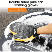 Makit 1pc Premium Car Wash Gloves, Velvet-Like Soft Lining Scratch-Free Design, Waterproof Paint-Safe Cleaning Mitt,
