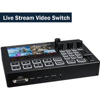 1080P Video Mixer Switcher with 5 inch IPS Screen 4-CH HDMI Live Streaming Support Mic Line in Audio Mix Video Capture Recording