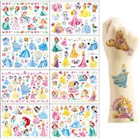 1Pcs Disney Princess Temporary Tattoo Sticker Cartoon Snow White Belle Ariel Figure Sticker For Birthday Party Tattoo Gift