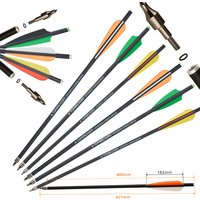 TopArchery 12pcs Mixed Carbon Arrows for Crossbow ID 7.6mm Shaft with Plastic Feather 125grain Arrowhead for Outdoor Hunting