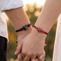 Simple Lucky Cat Couple Braided Bracelets for Women Cute Animal Beaded Promise Jewelry Valentine's Day Gift for Lover Girlfriend