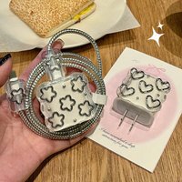 5pcs/Set Love Heart Star Charger Cable Protector Case For iPhone 17 16 Pro Max 18W 20W Silicone Charging Head Protection Cover