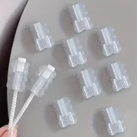 5Pcs Transparent Data Cable Protector Double Layered Waves Wear-resistant Data Cable Sleeves Fall Prevention Anti-Breakage