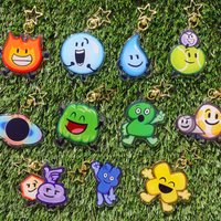 BFDI Keychains - 2.5" Acrylic - Firey, Bubble, Teardrop, Golfball, Tennisball, Black Hole, Gelatin, Two, Naily, Eggy, Winner