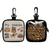 2pc Dog Print Dog Treat Bag with Hook and Zipper - Pet Training Set, Puppy Pet Training Walking Bag, Dog Training Accessories