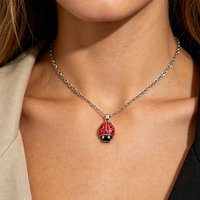 Artistic Red Enamel Ladybug Necklace Unique Insect Jewelry Women Casual Daily Outings Artistic Events Beach Vacation Travel Wear