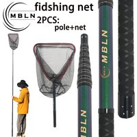 MBLN 3m Carbon Telescopic Fishing Landing Net Pole, 58cm Compact Storage, Triangle Net Head, Portable Carp Fishing Net