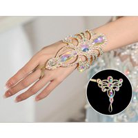 Women Belly Dance Bracelet Sparkling Wristband Boho Shining Rhinestone Bracelet Wristlet for Bridesmaid Stage Performance Party