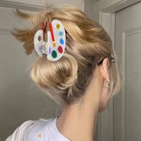 Fun color palette hair clips, acetate fiber claw clips, painter's artistic hair clips, teacher's hair accessories