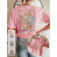 Egirl Korean Fashion Graphic Flower Y2k 100% Cotton Women's Floral Print T-Shirt Round Neck Short Sleeve Top Shirt Floral