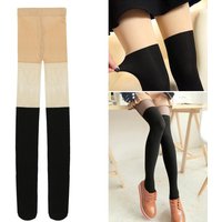 Women Sexy Knee Stockings Spring Autumn Style Tights Black Twisted Pantyhose Fake High Knee Tights Female Warm Cute Socks
