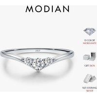 MODIAN Simple Eternity Moissanite Ring 925 Sterling Silver Sparkling Simple Thin Wedding Band Rings For Women Fine Jewelry Gift