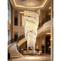 Spiral Crystal Chandelier, Modern LED Light Fixture for Staircase Hallway Lobby Luxury Home Decor