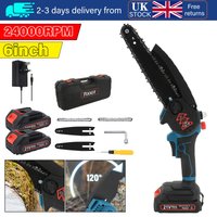 6'' 4000W Mini Chainsaw Cordless Electric One-Hand Saw Wood Cutter with 2 Battery,Safety Lock,Suit for Garden