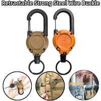 Retractable Buckle Heavy Duty Pull Reel Carabiner Key Chains Strong Steel Wire Rope Buckle Backpack Key Hanging Buckle