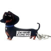 1 pcs interesting dachshund hot dog acrylic keychain 2D "I had a great day today" men's and women's dog keychains