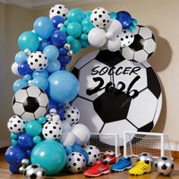 116Pcs Football-Themed Balloon Set, 18inch Football-Themed Blue and White Latex Balloons, Suitable for Fan Birthday Parties, Bachelor Parties, Graduation Parties, and 2026 Football Tournament